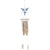 image:imageDeco 79 Bamboo Wood Ship Wheel Handmade Windchime with Log Chimes 8 x 4 x 36 Blue8 x 4 x 36