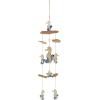 image:imageDeco 79 Bamboo Wood Ship Wheel Handmade Windchime with Log Chimes 8 x 4 x 36 Blue9 x 2 x 41