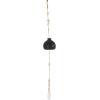image:imageDeco 79 Ceramic Handmade Indoor Outdoor Windchime Curved Bell Wind Chime with Cascading White Disks Hanging Ornament 4 x 4 x 23 Black