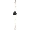 image:imageDeco 79 Ceramic Handmade Indoor Outdoor Windchime Curved Bell Wind Chime with Cascading White Disks Hanging Ornament 4 x 4 x 23 Black