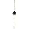 image:imageDeco 79 Ceramic Handmade Indoor Outdoor Windchime Curved Bell Wind Chime with Cascading White Disks Hanging Ornament 4 x 4 x 23 Black