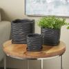 image:imageDeco 79 Ceramic Indoor Outdoor Planter Small Planter Pot with Overlapping Green Arches and Attached Saucer Set of 3 Planters 765H WhiteBlack
