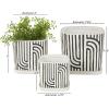 image:imageDeco 79 Ceramic Indoor Outdoor Planter Small Planter Pot with Overlapping Green Arches and Attached Saucer Set of 3 Planters 765H WhiteBlack