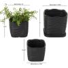image:imageDeco 79 Ceramic Indoor Outdoor Planter Small Planter Pot with Overlapping Green Arches and Attached Saucer Set of 3 Planters 765H WhiteBlack