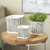 image:imageDeco 79 Ceramic Indoor Outdoor Planter Small Planter Pot with Overlapping Green Arches and Attached Saucer Set of 3 Planters 765H WhiteBlack