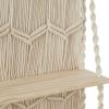 image:imageDeco 79 Cotton Fabric Macrame Handmade Wall Shelf 2 Shelves  25 x 6 x 49 White