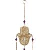 image:imageDeco 79 Eclectic Mango Wood Hamas Hand Windchime with Multiple Bells and Lotuses 5L x 32H Brown