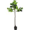 image:imageDeco 79 Faux Foliage Fiddle Leaf Artificial Tree with Realistic Leaves 41 x 35 x 74 GreenGreen