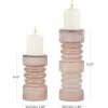 image:imageDeco 79 Glass Decorative Candle Holder Frosted Candle Stand Set of 2 Candlestick Holder 13 8 H Pink