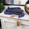 image:imageDeco 79 Glass Handmade Round Long Beaded Garland with Tassel with Knotted Brown Jute 87 x 3 x 1 Blue
