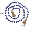 image:imageDeco 79 Glass Handmade Round Long Beaded Garland with Tassel with Knotted Brown Jute 87 x 3 x 1 Blue