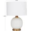 image:imageDeco 79 Glass Room Table Lamp Ribbed Accent Lamp with Gold Accents Lamp 13 x 13 x 19 White19 H