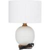image:imageDeco 79 Glass Room Table Lamp Ribbed Accent Lamp with Gold Accents Lamp 13 x 13 x 19 White19 H