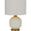 image:imageDeco 79 Glass Room Table Lamp Ribbed Accent Lamp with Gold Accents Lamp 13 x 13 x 19 White19 H