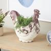 image:imageDeco 79 Magnesium Oxide Rooster Indoor Outdoor Planter Small Planter Pot with Rust Colored Distressed Details Planter 14 x 7 x 14 White