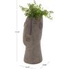 image:imageDeco 79 Magnesium Oxide Woman Indoor Outdoor Planter Textured Easter Island Head Large Brown Round Planter Pot 6 x 9 x 17