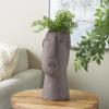 image:imageDeco 79 Magnesium Oxide Woman Indoor Outdoor Planter Textured Easter Island Head Large Brown Round Planter Pot 6 x 9 x 17