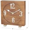 image:imageDeco 79 Mango Wood Clock with Silver Numbers and Hands 6 x 2 x 6 Brown