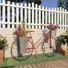 image:imageDeco 79 Metal Bike Indoor Outdoor Plantstand Indoor Outdoor Plant Shelf with Basket and Saddle Bag Planters Plant Stand 56 x 21 x 38 RedRed