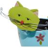 image:imageDeco 79 Metal Cat Indoor Outdoor Planter Large Planter Pot with Flower Pattern Planter 16 x 8 x 19 Blue