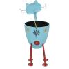 image:imageDeco 79 Metal Cat Indoor Outdoor Planter Large Planter Pot with Flower Pattern Planter 16 x 8 x 19 Blue