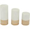 image:imageDeco 79 Metal Decorative Candle Holder Striped Pillar Candle Stand Set of 3 Candlestick Holder 10 8 6H White