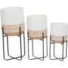 image:imageDeco 79 Metal Indoor Outdoor Planter Large Planter Pot with Removable Stand Set of 3 Planters 20 24 28H White