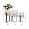 image:imageDeco 79 Metal Indoor Outdoor Planter Large Planter Pot with Removable Stand Set of 3 Planters 20 24 28H White