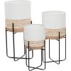 image:imageDeco 79 Metal Indoor Outdoor Planter Large Planter Pot with Removable Stand Set of 3 Planters 20 24 28H White
