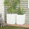 image:imageDeco 79 Metal Indoor Outdoor Planter Minimalistic Rectangular Large Planter Pot Set of 2 Planters 28 24H WhiteWhite