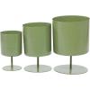 image:imageDeco 79 Metal Indoor Outdoor Planter Small Planter Pot with Pedestal Base Set of 3 Planters 14 13 10H Green