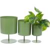 image:imageDeco 79 Metal Indoor Outdoor Planter Small Planter Pot with Pedestal Base Set of 3 Planters 14 13 10H Green