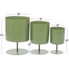 image:imageDeco 79 Metal Indoor Outdoor Planter Small Planter Pot with Pedestal Base Set of 3 Planters 14 13 10H Green