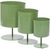 image:imageDeco 79 Metal Indoor Outdoor Planter Small Planter Pot with Pedestal Base Set of 3 Planters 14 13 10H Green