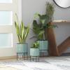 image:imageDeco 79 Metal Indoor Outdoor Planter Small Planter Pot with Removable Black Stand Set of 3 Planters 10 13 14H TealTeal