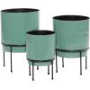 image:imageDeco 79 Metal Indoor Outdoor Planter Small Planter Pot with Removable Black Stand Set of 3 Planters 10 13 14H TealTeal
