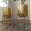 image:imageDeco 79 Metal Indoor Outdoor Planter Small Planter Pot with Removable Stand Set of 2 Planters 8 10H YellowGold