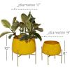 image:imageDeco 79 Metal Indoor Outdoor Planter Small Planter Pot with Removable Stand Set of 2 Planters 8 10H YellowYellow