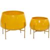 image:imageDeco 79 Metal Indoor Outdoor Planter Small Planter Pot with Removable Stand Set of 2 Planters 8 10H YellowYellow
