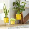 image:imageDeco 79 Metal Indoor Outdoor Planter Small Planter Pot with Removable Stand Set of 2 Planters 8 10H YellowYellow