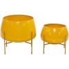 image:imageDeco 79 Metal Indoor Outdoor Planter Small Planter Pot with Removable Stand Set of 2 Planters 8 10H YellowYellow