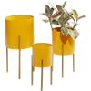 image:imageDeco 79 Metal Indoor Outdoor Planter Small Planter Pot with Removable Stand Set of 2 Planters 8 10H YellowYellow