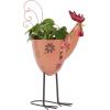 image:imageDeco 79 Metal Pig IndoorOutdoor Planter  Large Planter Pot with Floral Accents 8 x 14 x 16 PinkPink