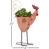 image:imageDeco 79 Metal Pig IndoorOutdoor Planter  Large Planter Pot with Floral Accents 8 x 14 x 16 PinkPink