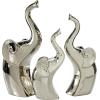 image:imageDeco 79 Porcelain Ceramic Elephant Decorative Sculpture Home Decor Statues Set of 3 Accent Figurines 14 12 10H Silver