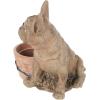 image:imageDeco 79 Resin Dog Indoor Outdoor Planter Textured Small Planter Pot with Antique Pot Planter 10 x 8 x 11 Brown