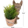 image:imageDeco 79 Resin Dog Indoor Outdoor Planter Textured Small Planter Pot with Antique Pot Planter 10 x 8 x 11 Brown