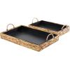 image:imageDeco 79 Seagrass Handmade Nesting Tray with Black Wood Interiors Set of 2 20 16 W Light BrownLight Brown