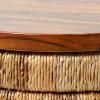 image:imageDeco 79 Seagrass Handmade Side End Accent Table Linear Wrapped End Table with Teak Wood Top Side Table 18 x 18 x 18 Brown
