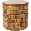 image:imageDeco 79 Seagrass Handmade Side End Accent Table Linear Wrapped End Table with Teak Wood Top Side Table 18 x 18 x 18 Brown